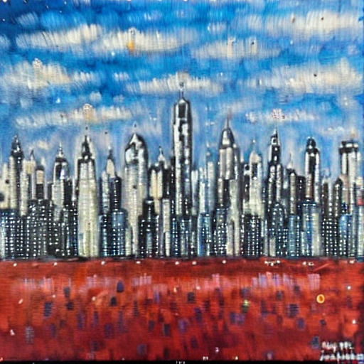 AI-generated city skyline in the style of JuliaArt