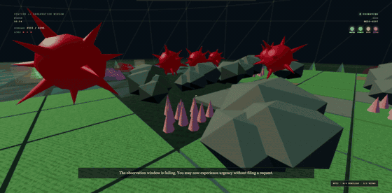 The player holds the reticle over unresolved terrain while red consciousness bombs wait nearby